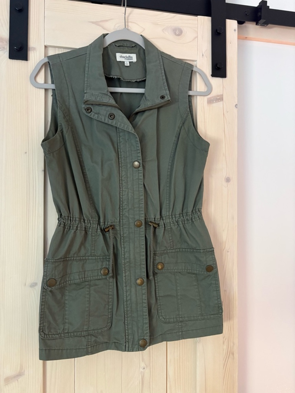 Charlotte Russe Olive Green Cinch-Waist Utility Vest